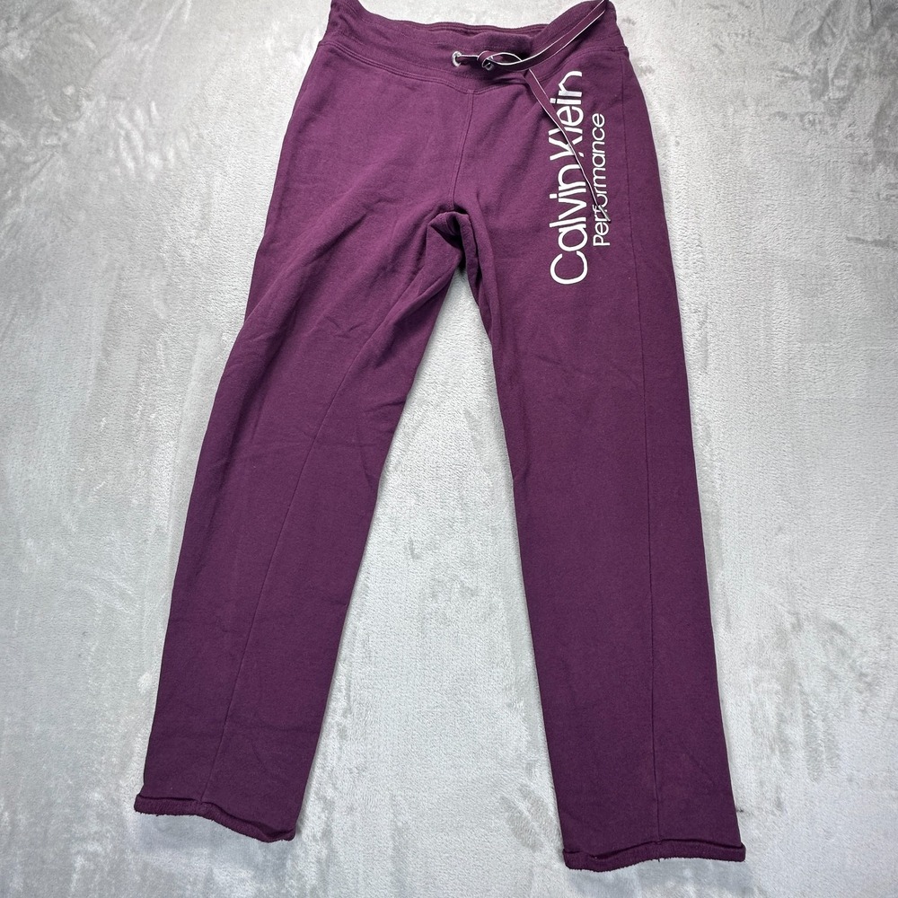 Calvin Klein Performance Sweatpants Womens Size Medium Maroon Red Fleece Lined